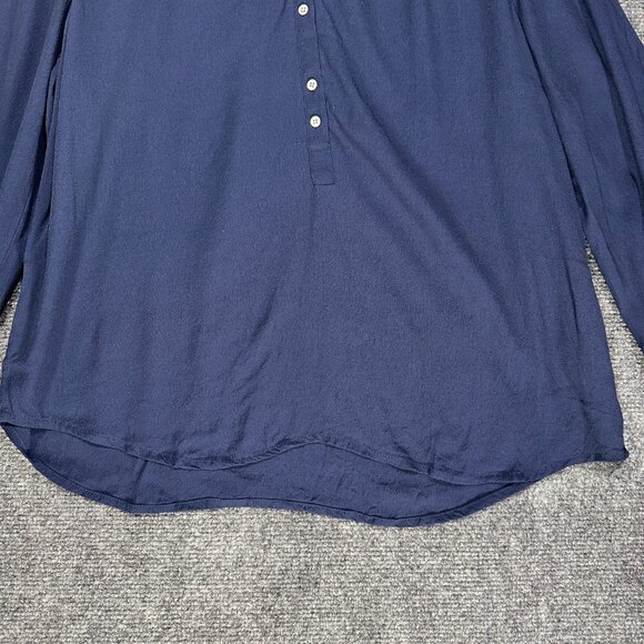 J Crew Blouse Womens Small  Long Sleeve Drapey Popover Blue Elastic Cuffs Top - Picture 2 of 8